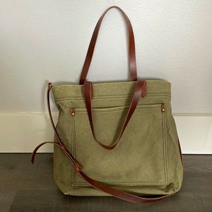 Madewell Canvas Medium Transport Tote in army green